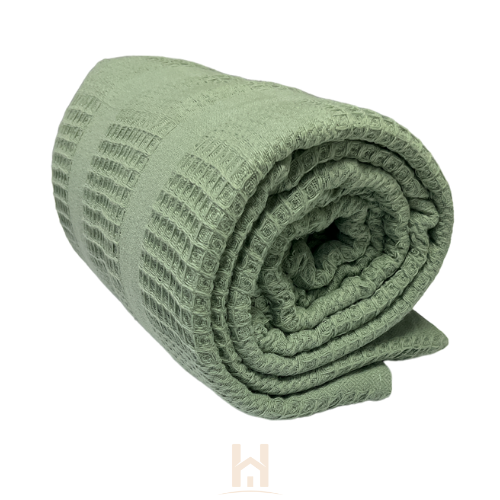 Sobrecama En Colcha Tela Galleta Algodón Cama Doble Verde Militar