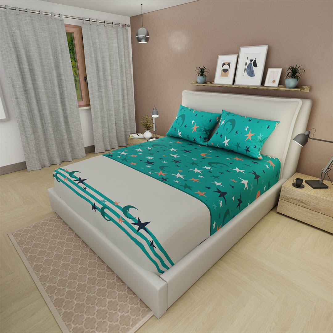 Sábana Ajustable Universo Interior Aguamarina