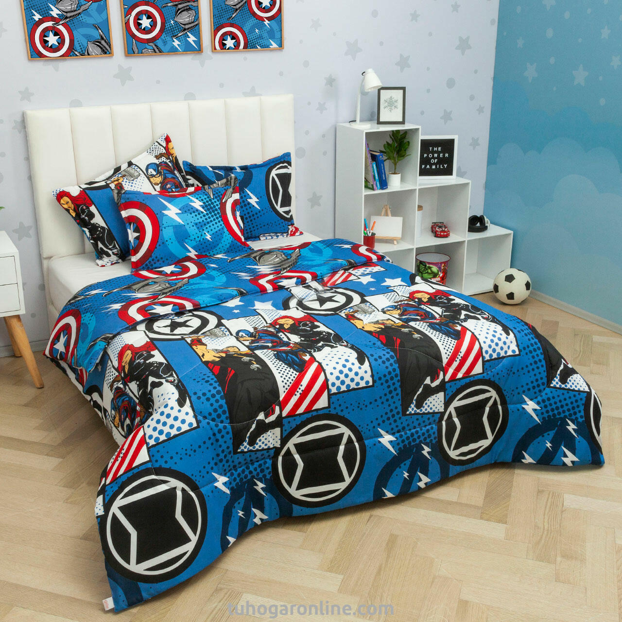 CUBRELECHO ACOLCHADO CAMA SENCILLA MARVEL AVENGERS 