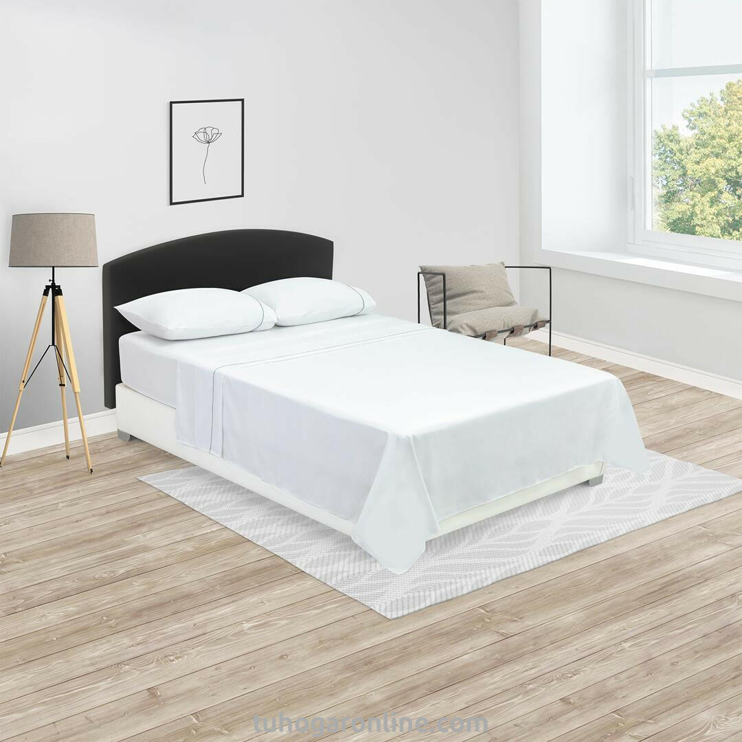 44JUEGO DE SÁBANAS MICROFIBRA SUAVIZADA BÁSICA CAMA 1.60 BLANCA