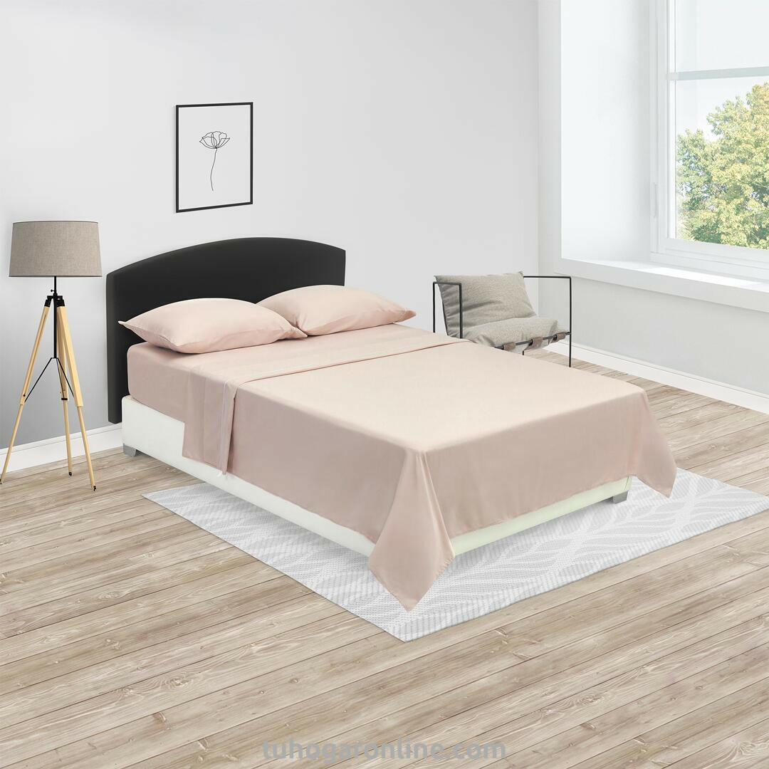 44JUEGO DE SÁBANAS MICROFIBRA SUAVIZADA BÁSICA CAMA 1.60 CREMA
