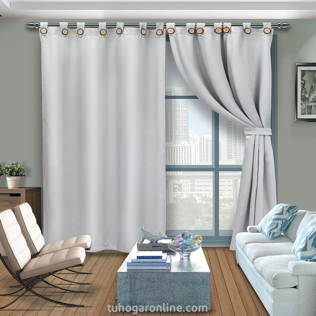 44CORTINA BLACK OUT ANTI-LUZ BÁLTICA BOTÓN PLATEADA