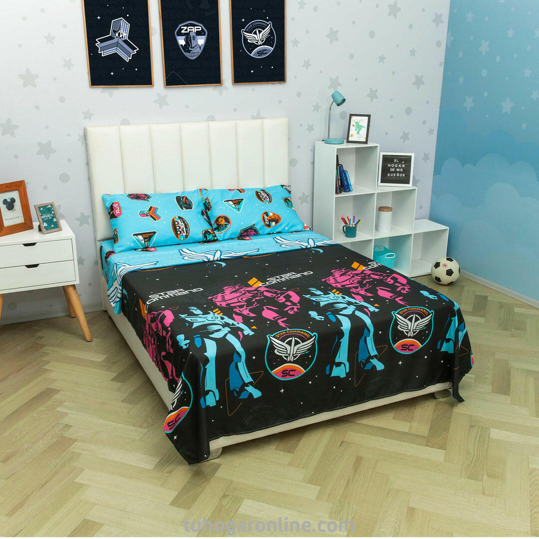 44JUEGO DE SÁBANAS CAMA DOBLE DISNEY LIGHTYEAR COMANDO ESTELAR