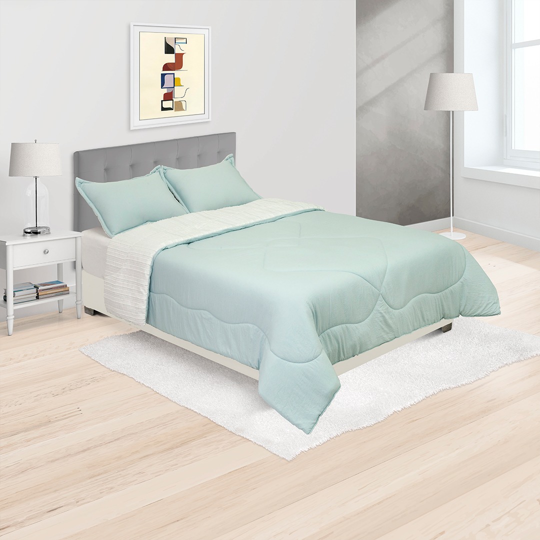 44CUBRELECHO ACOLCHADO GALES BLANCO CON AZUL