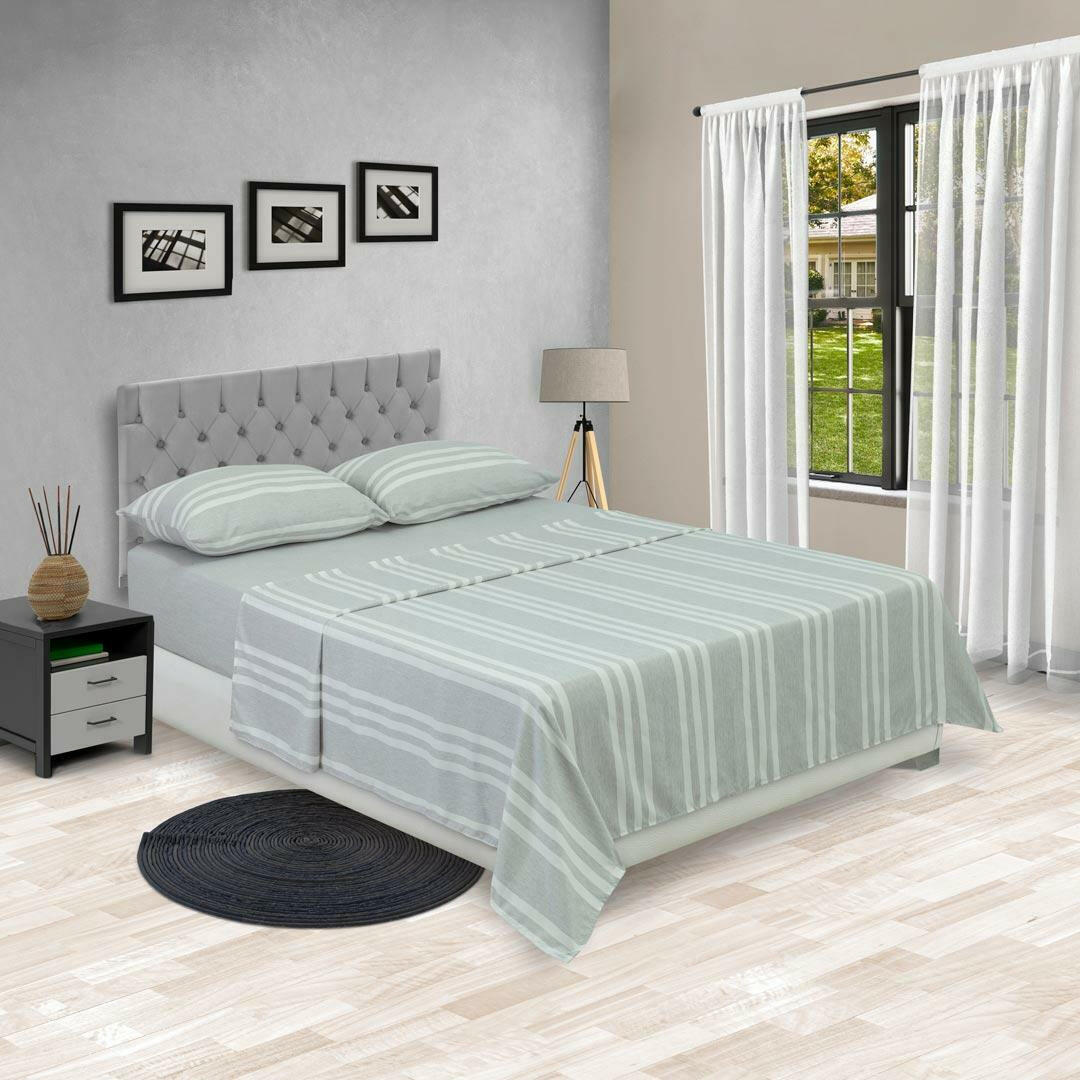 44JUEGO DE SABANAS EQUILIBRIO CAMA DOBLE  GRIS CLARO