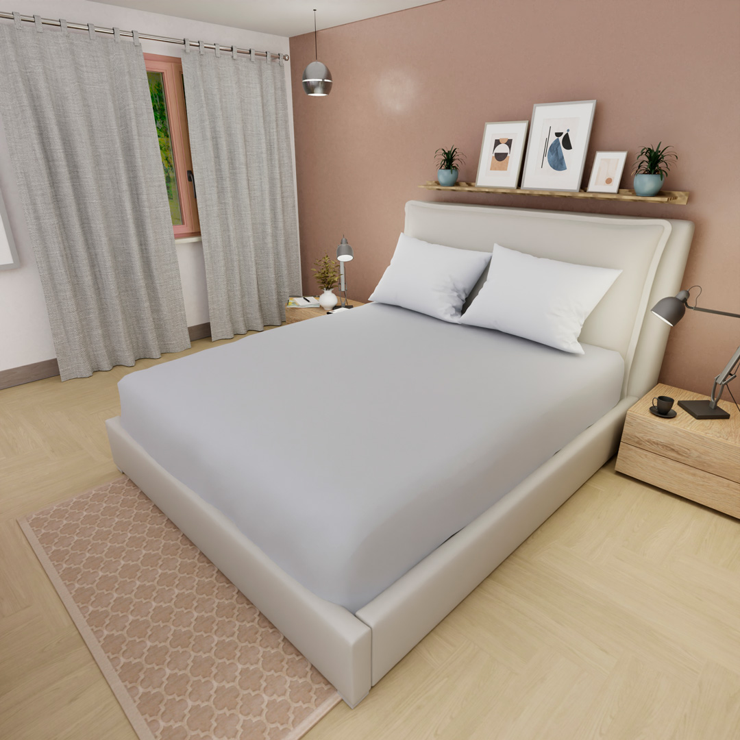 44Sábana Ajustable Unicolor Microfibra Suavizada Blanco Tiza Confortable