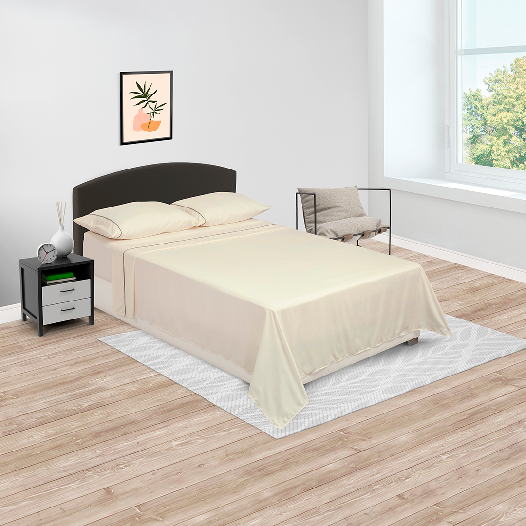 44Juego De Sábanas Línea Básicos Crema