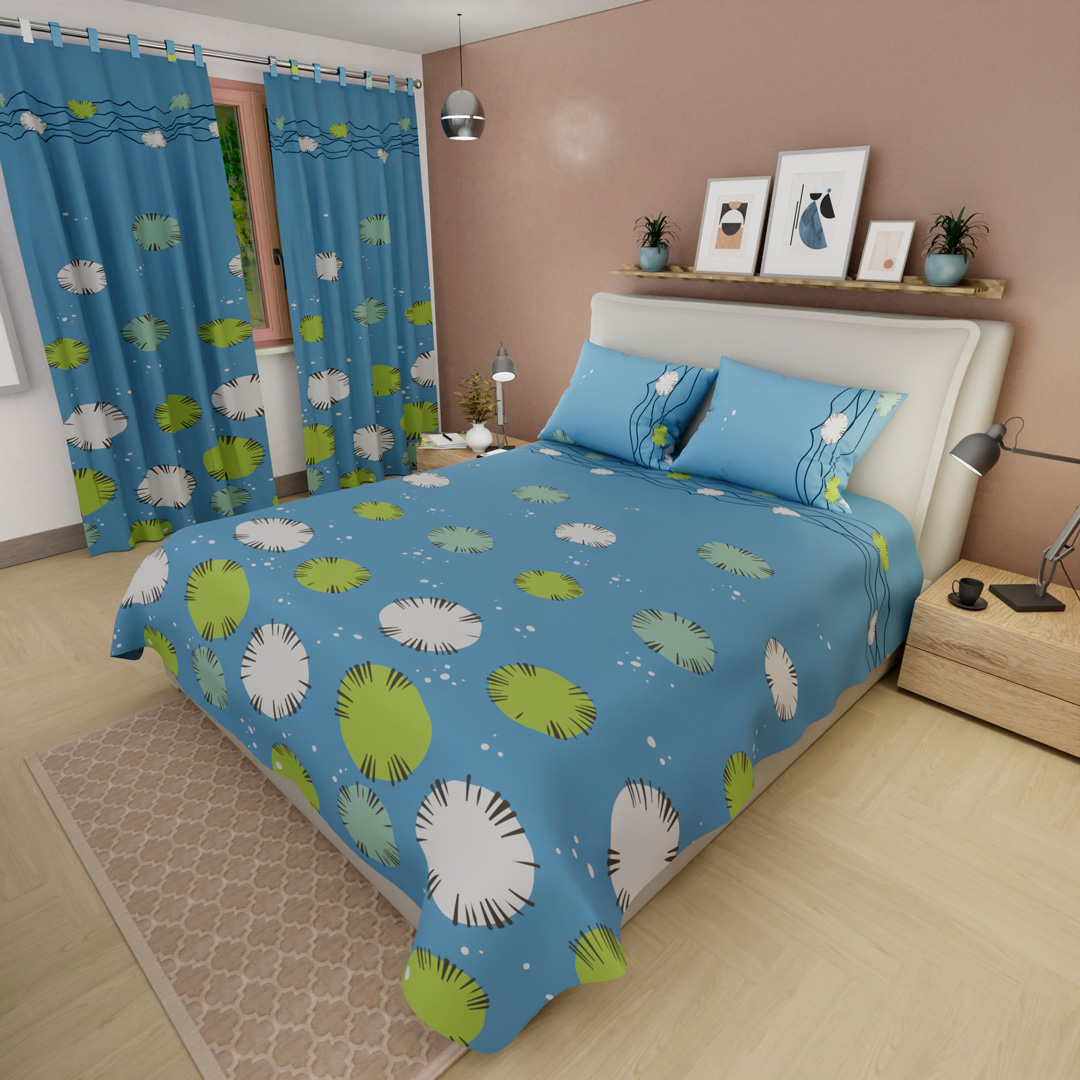 44Juego de Sábanas Microfibra Suavizada Destellos de Vida Azul