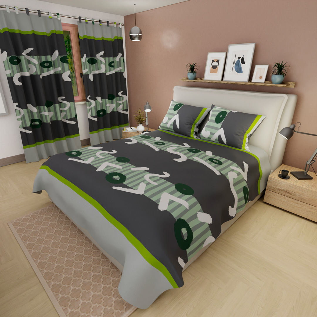 44Juego de Sábanas Microfibra Suavizada Pinceladas Abstractas En Gris