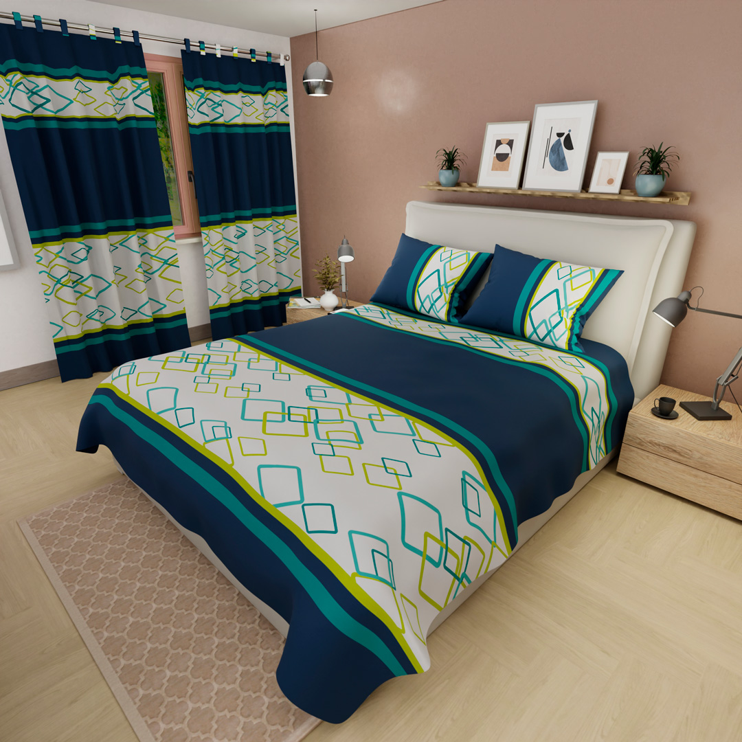 44Juego de Sábanas Microfibra Suavizada Arquitectura de Sueños Azul