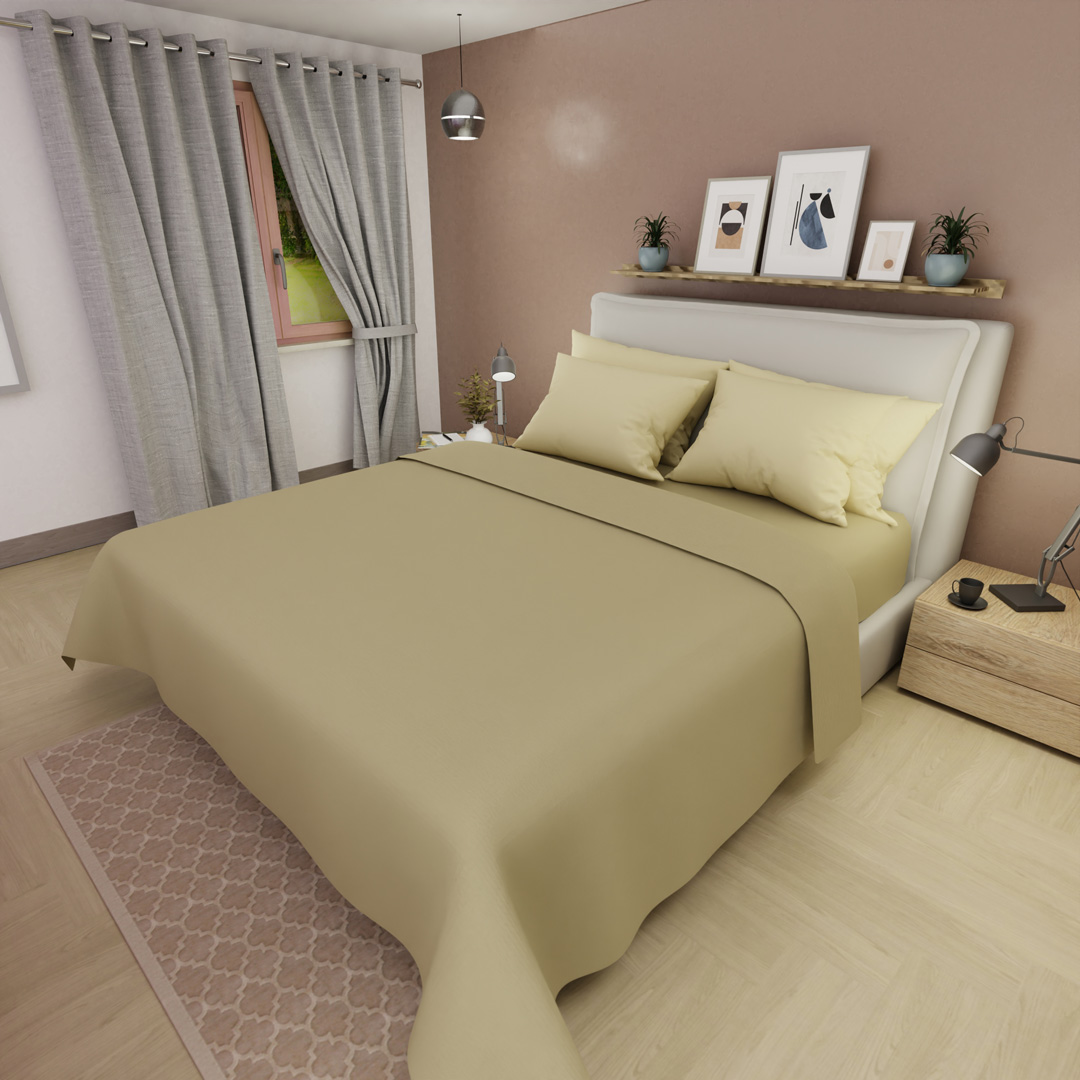 44Juego De Sabanas 4 Fundas Linea My House Amarilla Suavizada