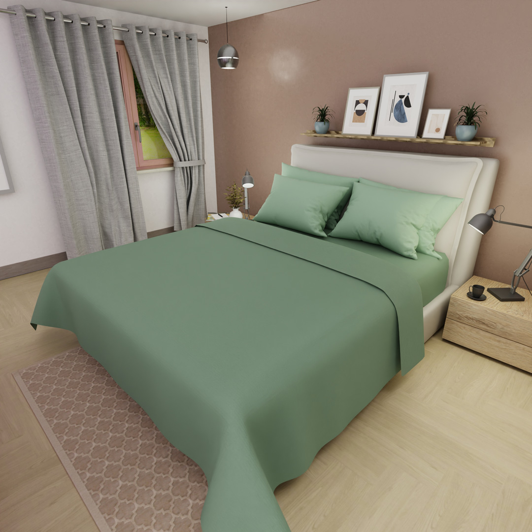44Juego De Sabanas 4 Fundas Linea My House Verde Pistacho Suavizada