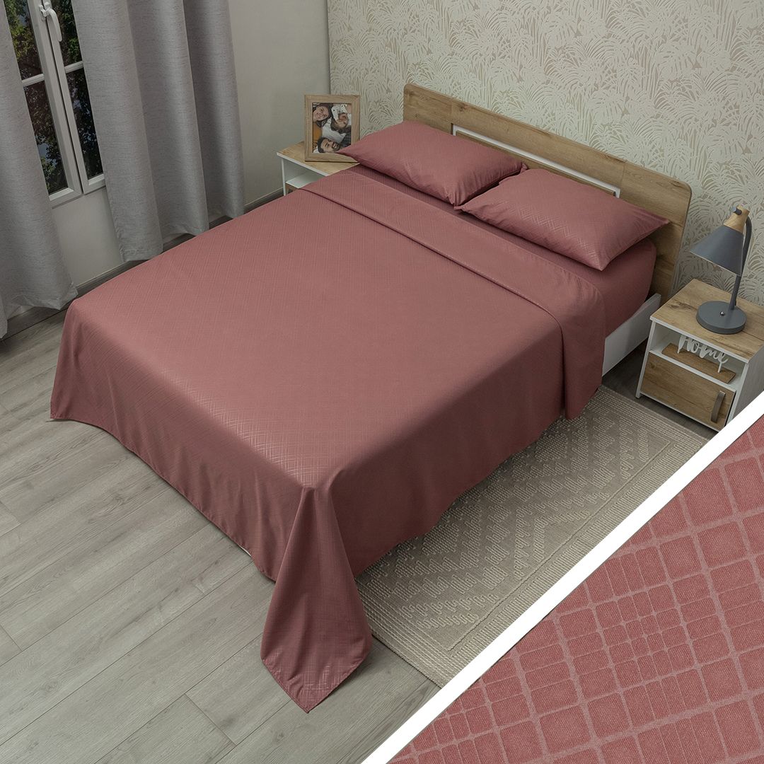 44Juego De Sábana Monet Vitral Vino Tinto