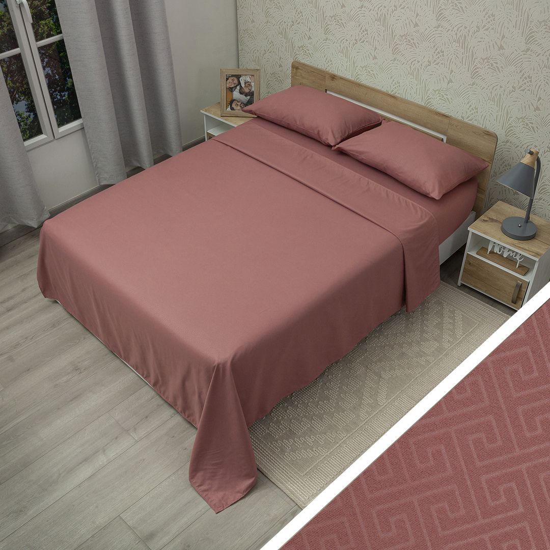 44Juego De Sábana Monet Trama Zen Vino Tinto