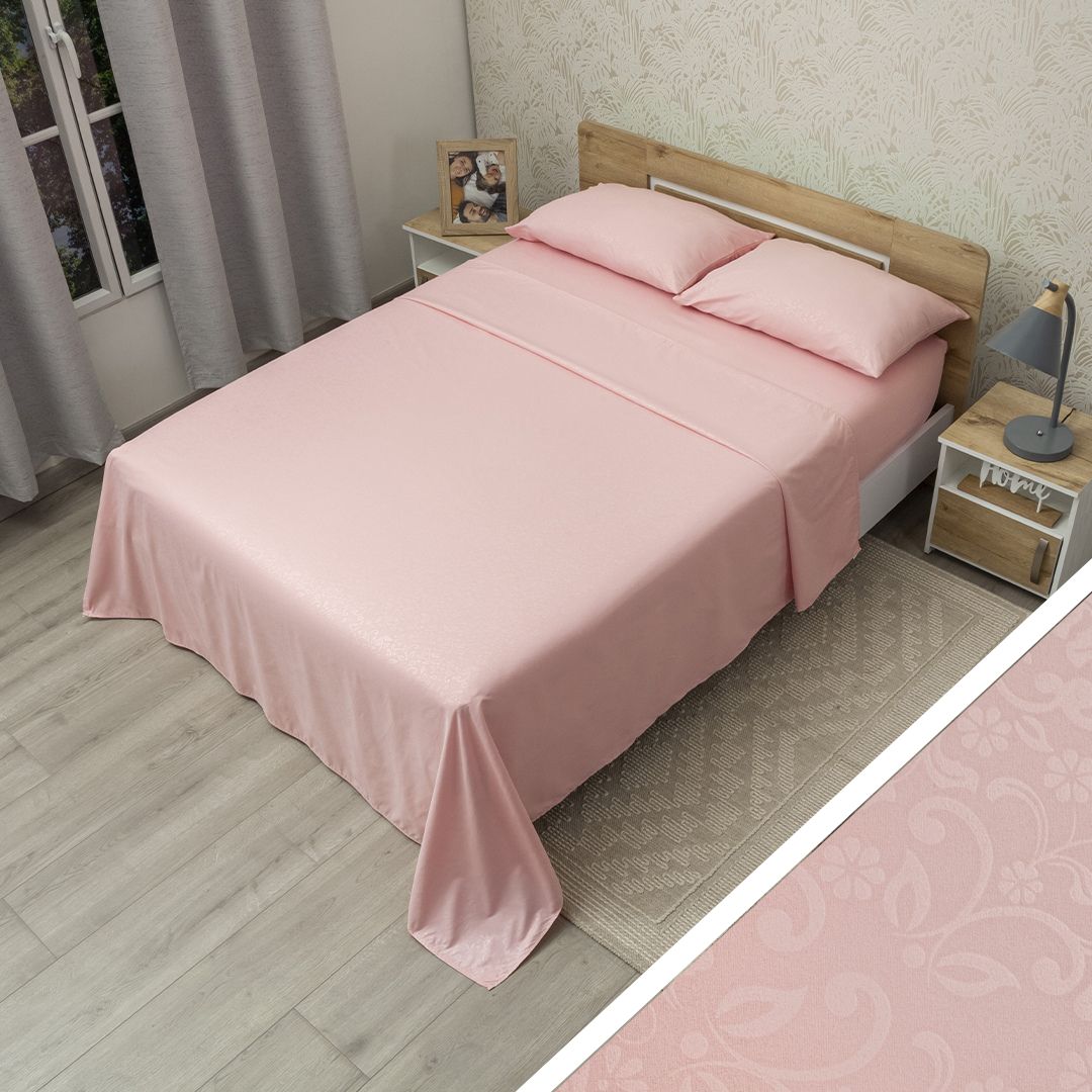 44Juego De Sábana Monet Relieve Rosa