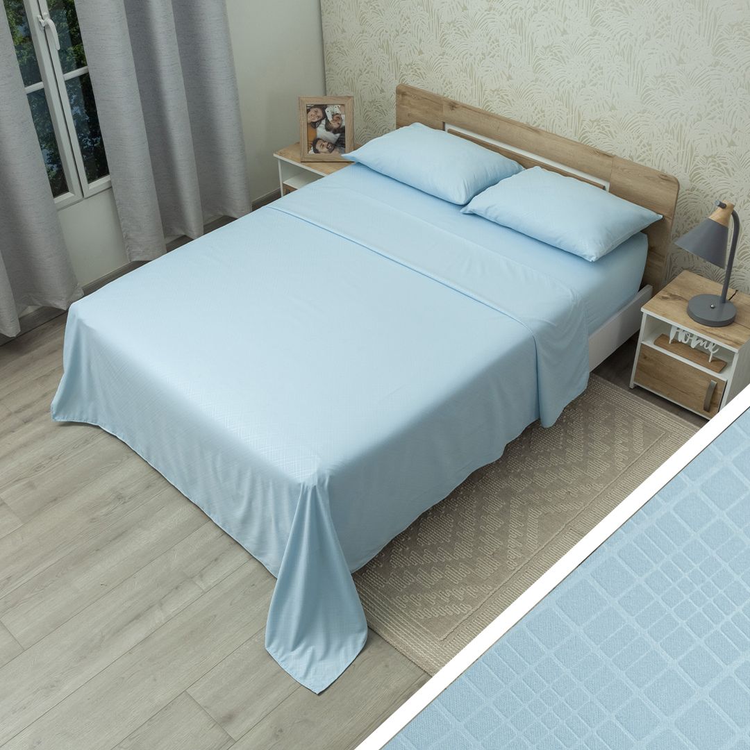 44Juego De Sábana Monet Vitral Azul