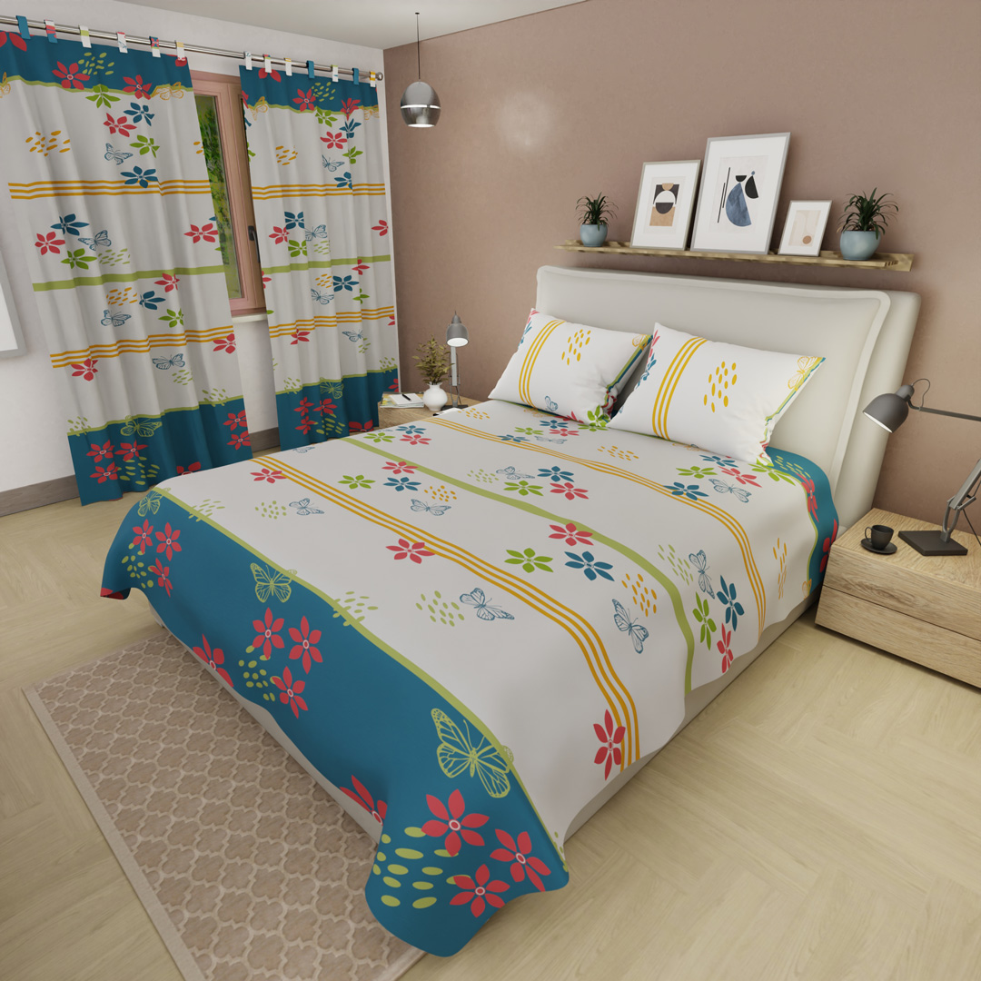 44Juego de Sábanas Microfibra Suavizada Amanecer en el Jardín