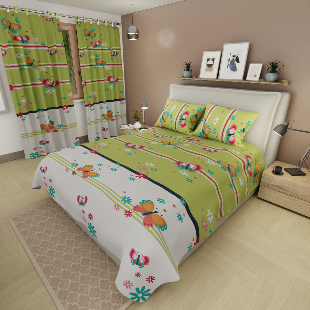 44Juego de Sábanas Microfibra Suavizada Florecer De En Sueño Verde