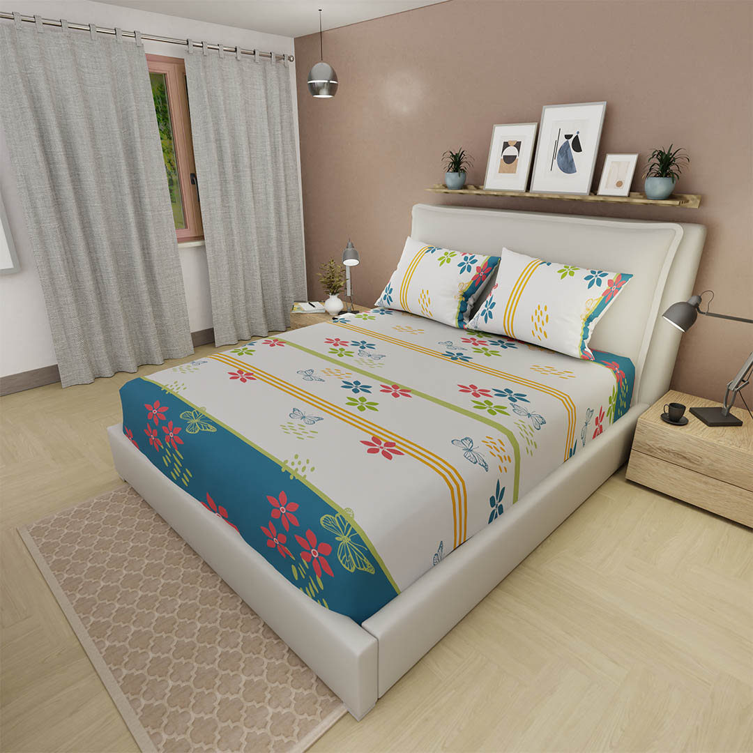 44Sábana Ajustable Amanecer en el Jardín