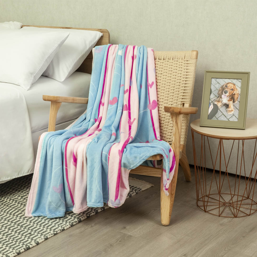 44Cobija Piel De Durazno Líneas de Amor Entre Corazones