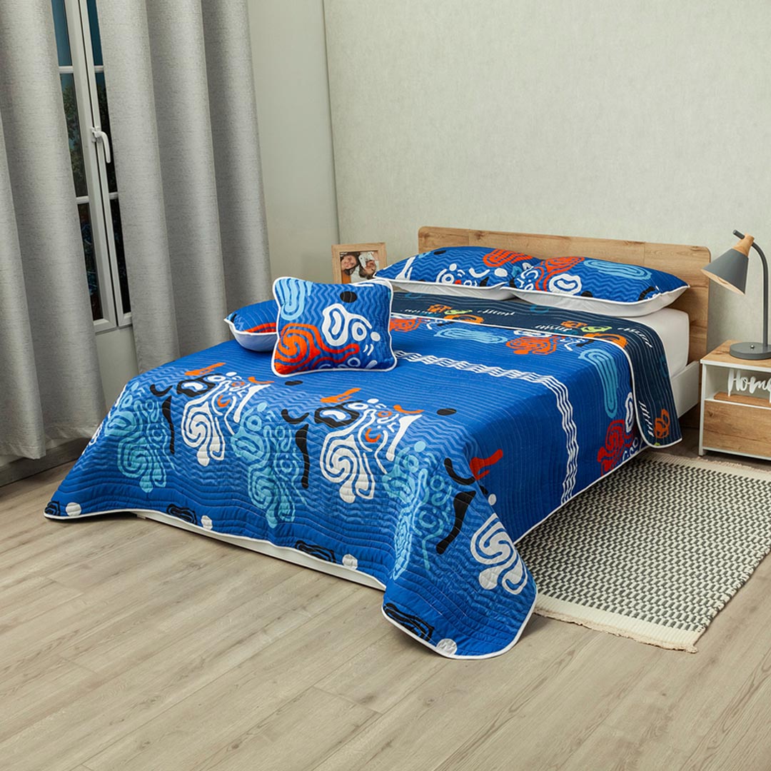 44Cubrelecho Estampado Prensado Doble Faz Sendero Tribal