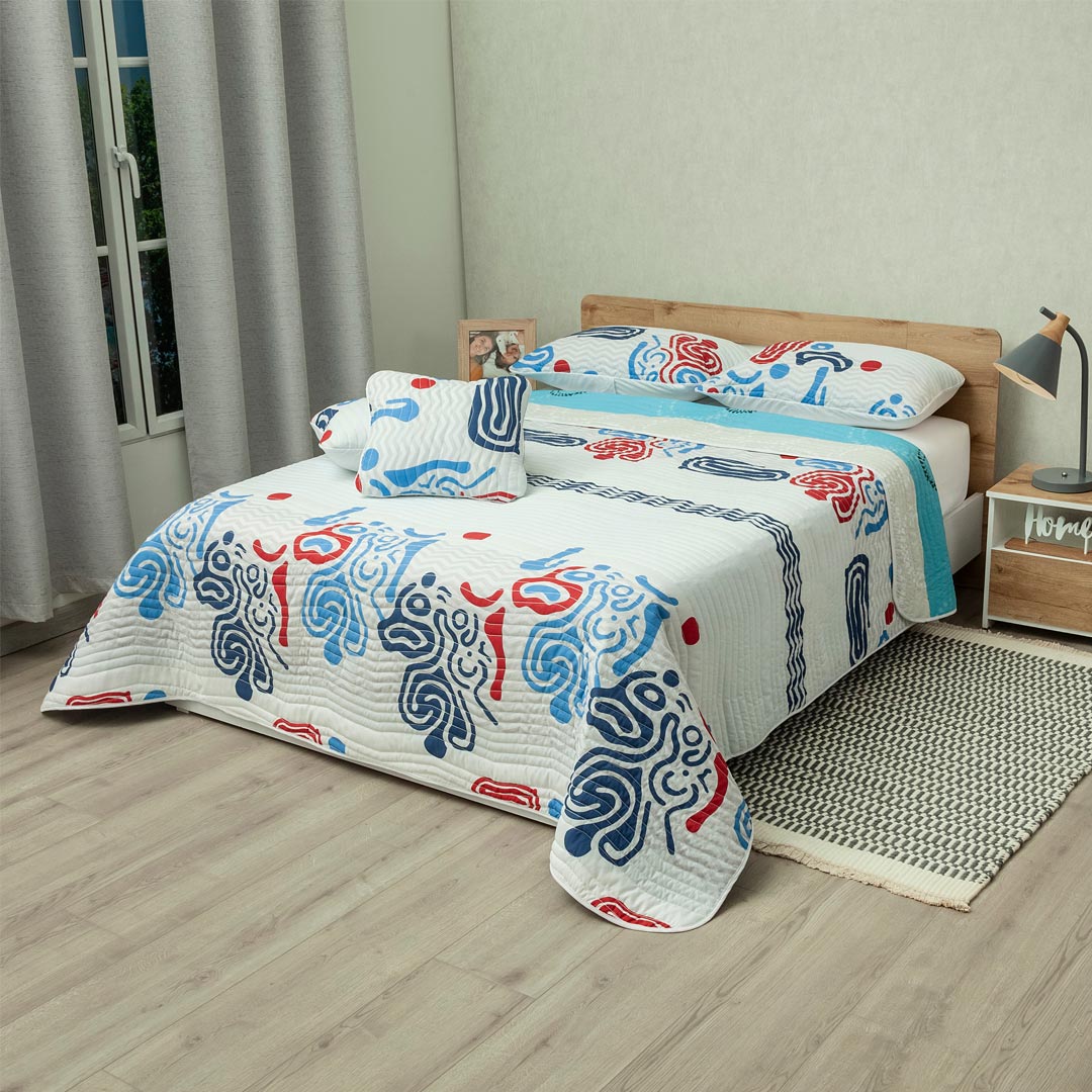 44Cubrelecho Estampado Prensado Doble Faz Sendero Tribal En Ruta