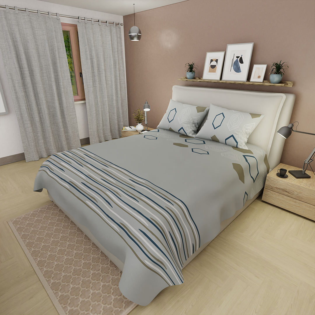 44Juego De Sabanas 180 Hilos Rastro de Estilo Gris