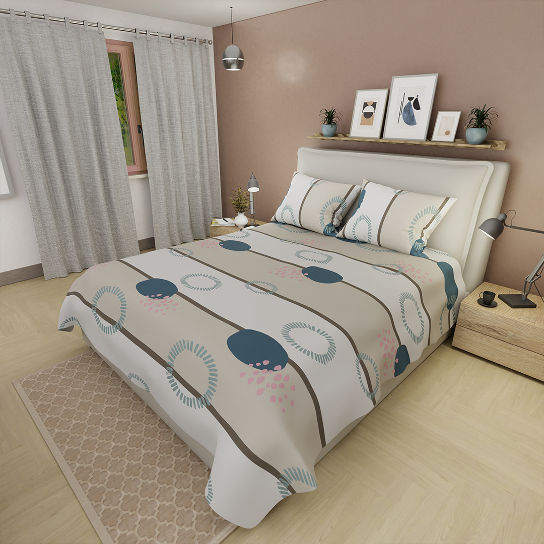 44Juego De Sábanas 180 Hilos Curvas con Estilo Beige