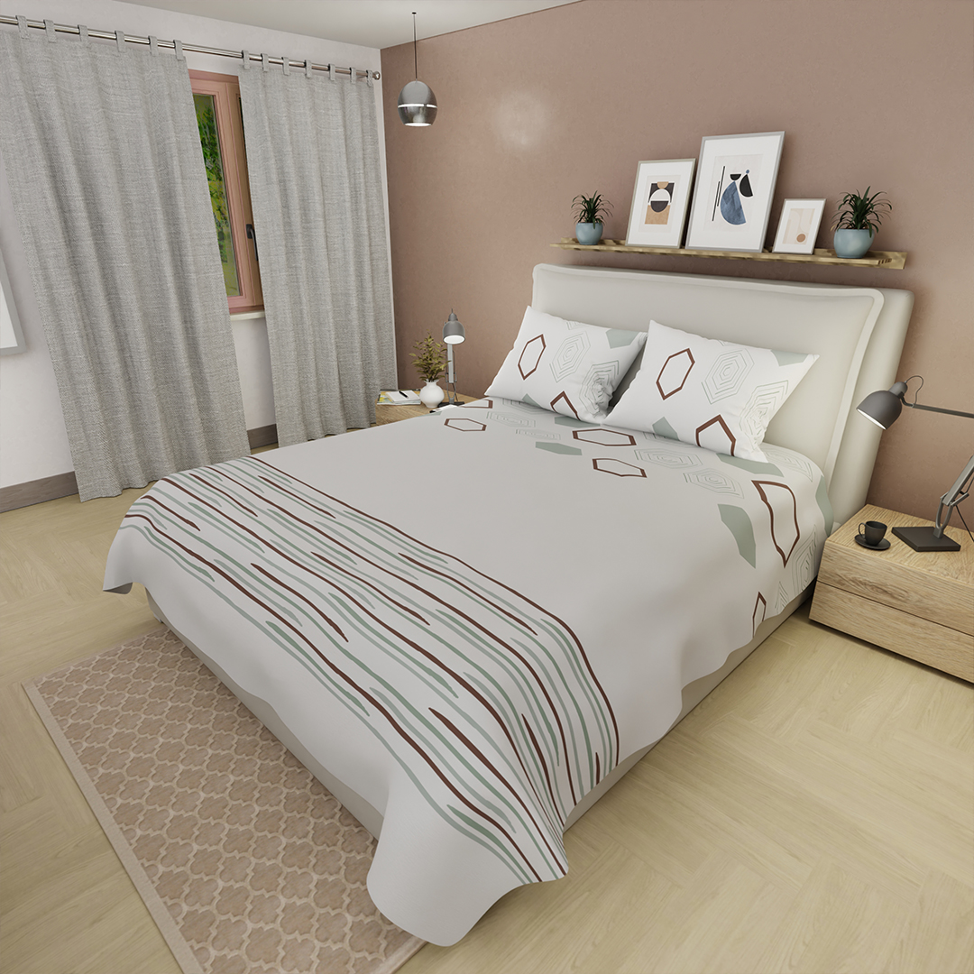 44Juego De Sábanas 180 Hilos Rastro de Estilo Blanco