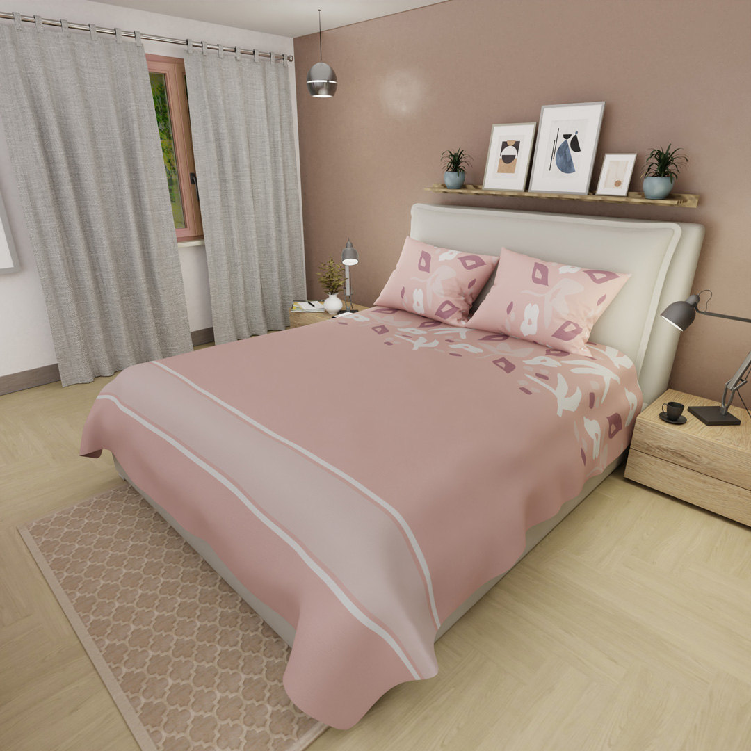 44Juego de Sábanas de 250 Hilos Dulce Abstracción Rosa