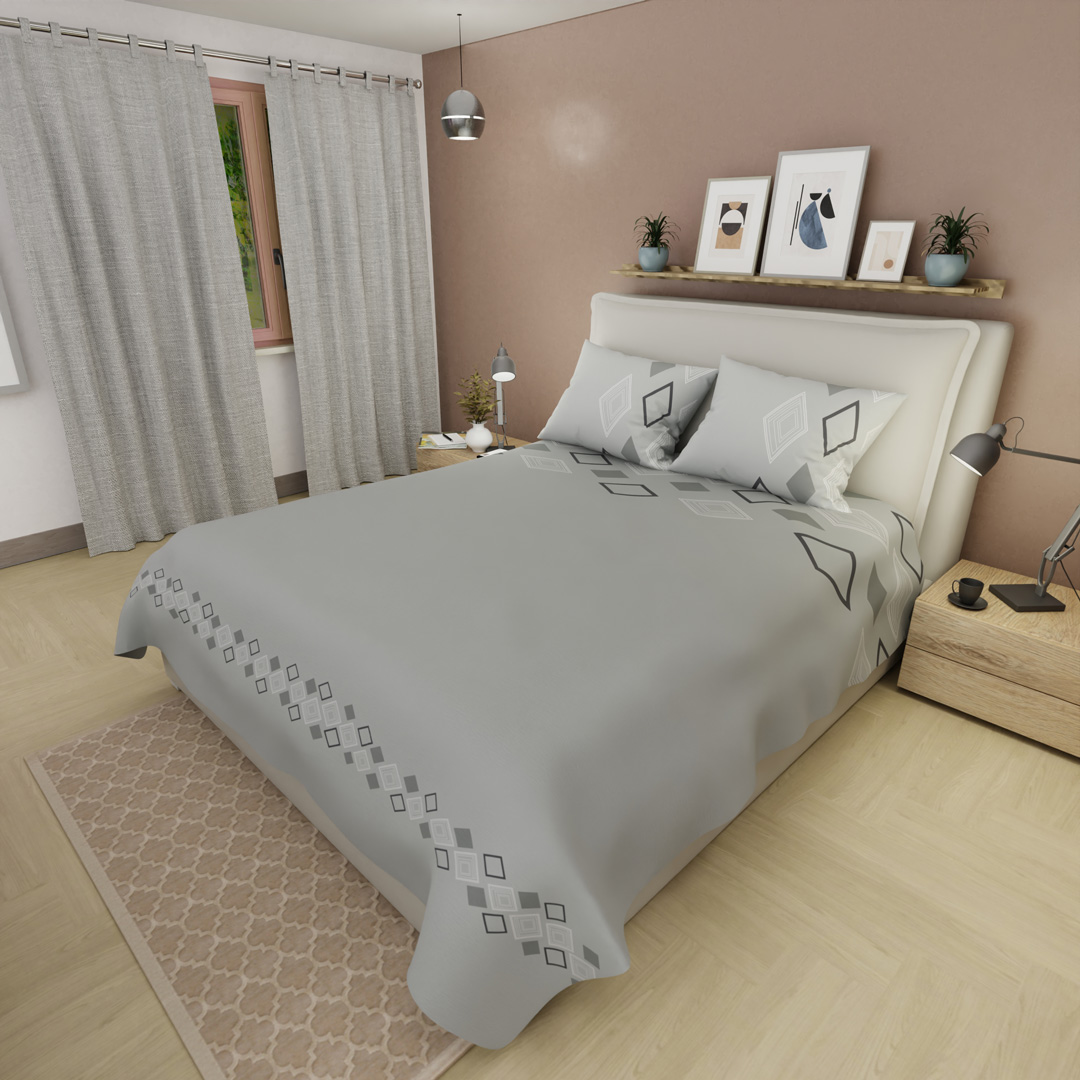 44Juego de Sábanas de 250 Hilos  Ecos de Diamante Gris