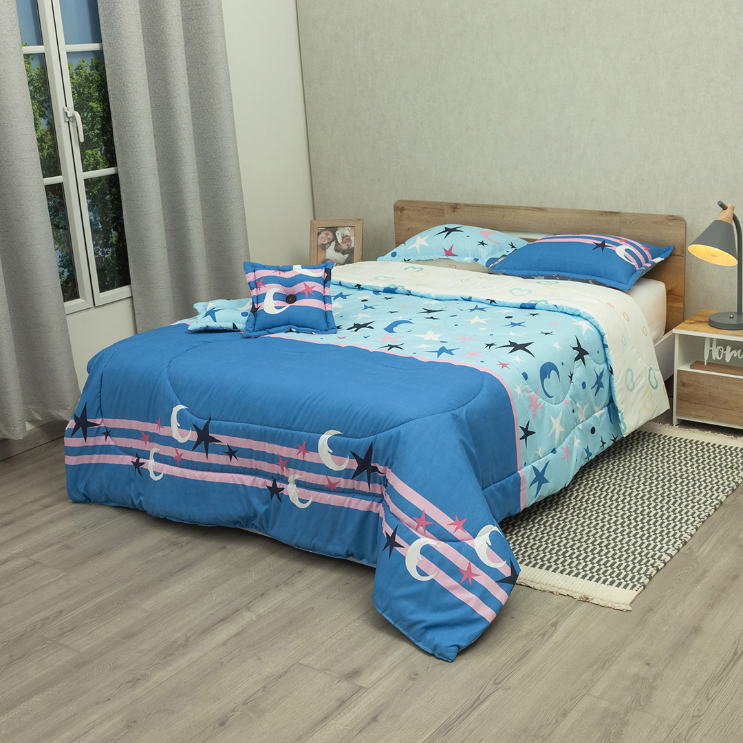 44Cubrelecho Super Acolchado Universo Interior Azul