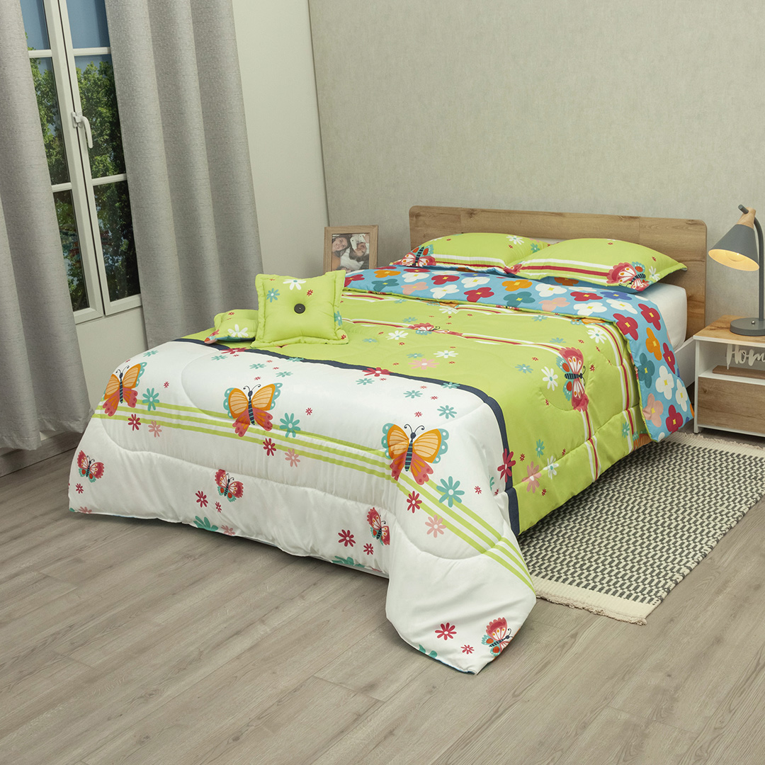 44Cubrelecho Super Acolchado Florecer De En Sueño Verde