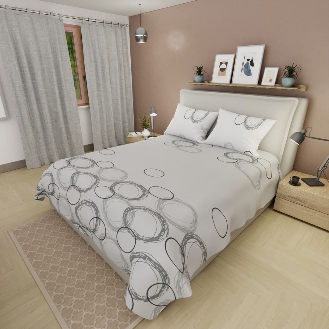 44Juegos de Sábanas 250 Hilos Aros al Viento Negro