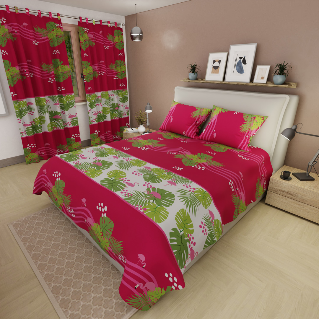 44Juego de Sábanas Microfibra Suavizada Paraíso Tropical Salmon