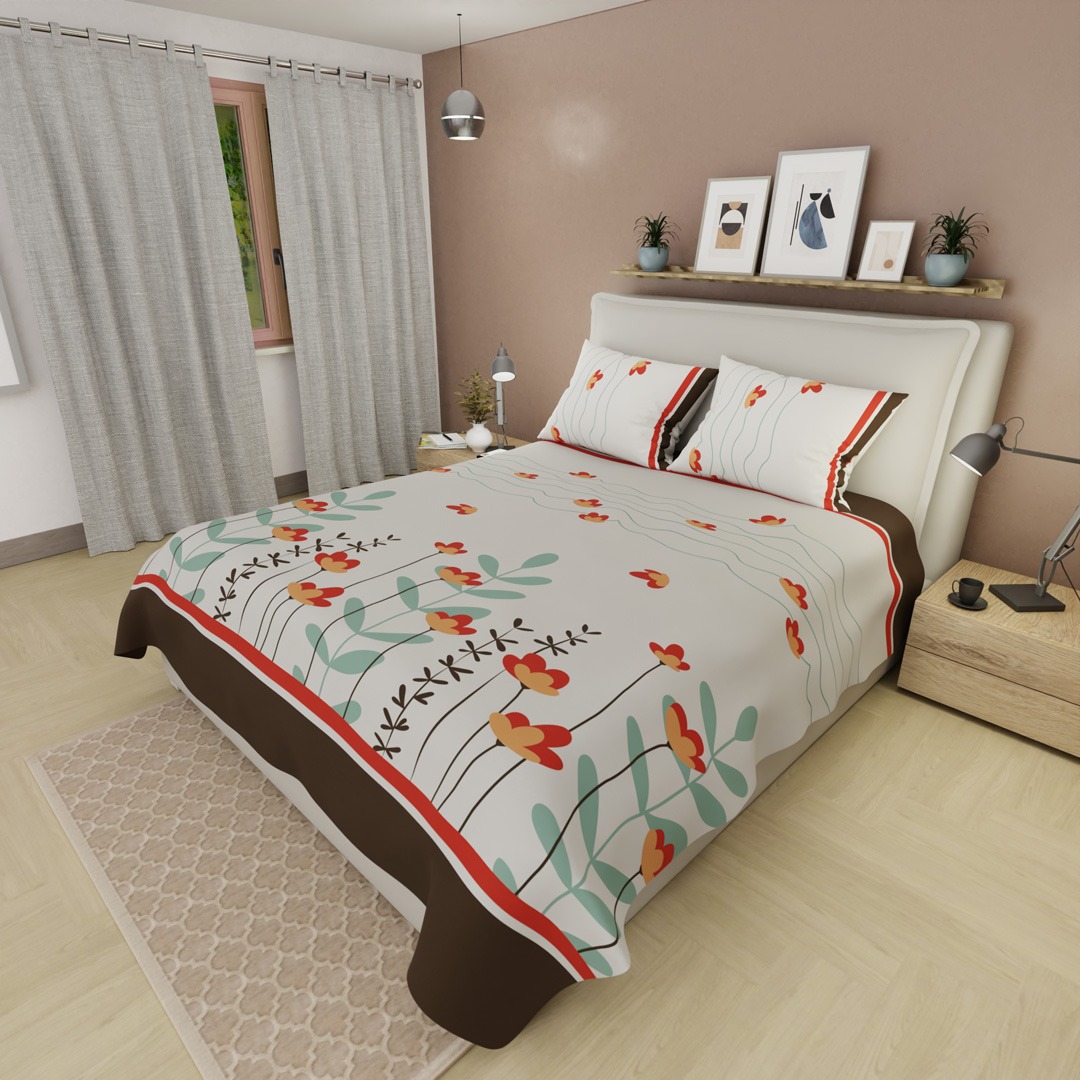 44Juego De Sabanas 180 Hilos Tulipanes entre líneas Verdes