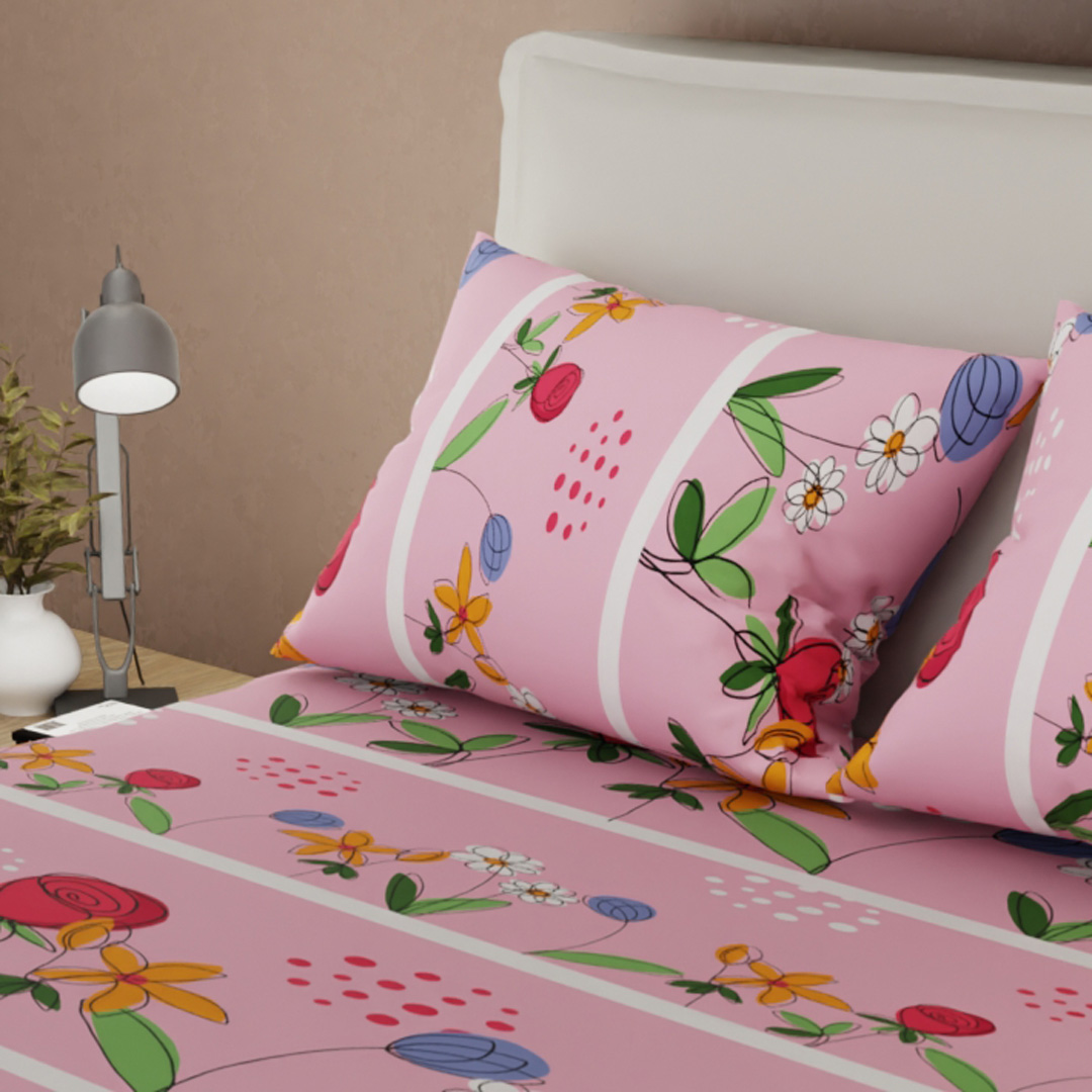 44Sábana Ajustable Alegoría Floral Rosa