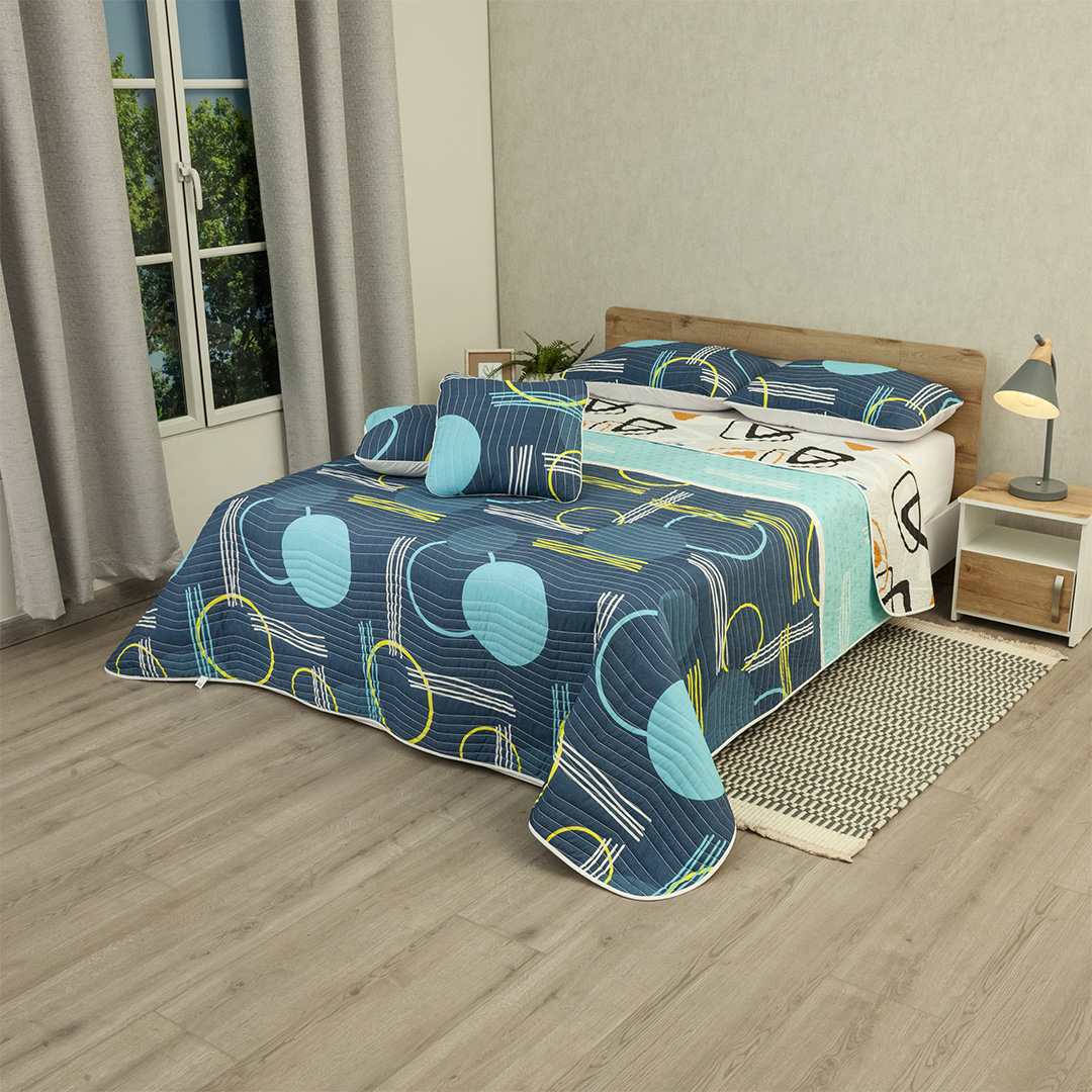 44Cubrelecho Estampado Prensado Doble Faz Vórtice Cromático