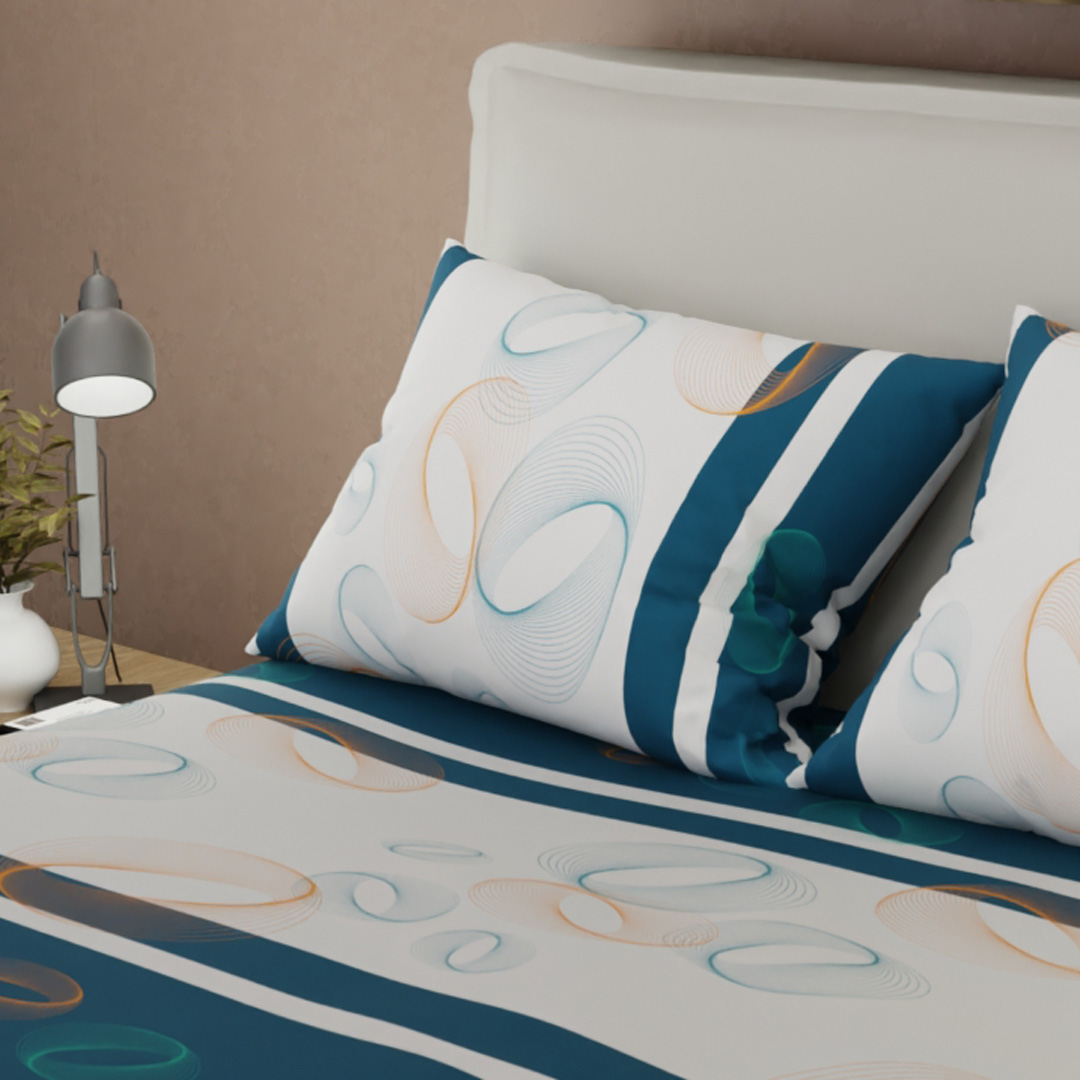 44Juego de Sábanas Microfibra Suavizada Órbita Estelar Azul