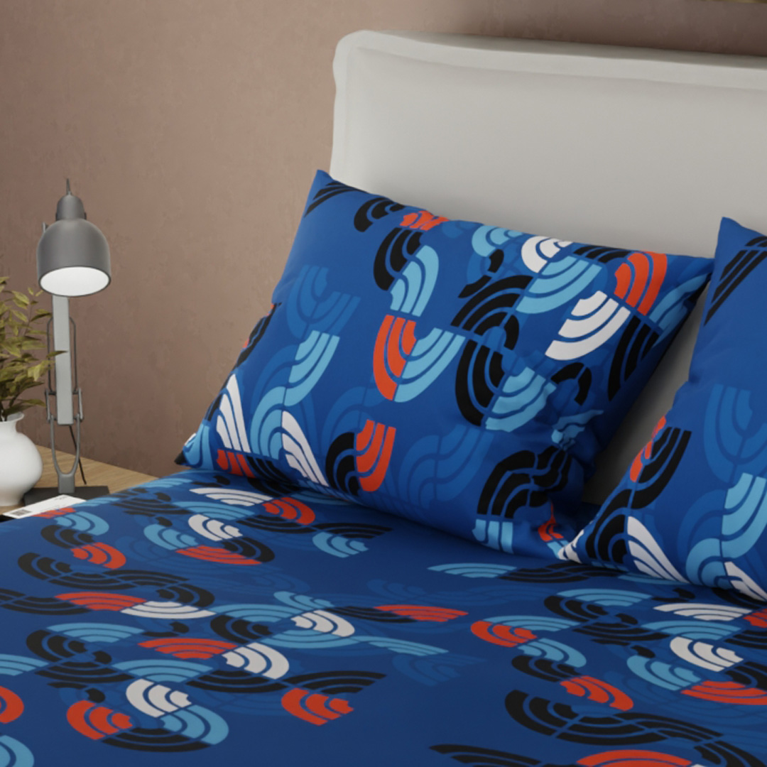 44Juego de Sábanas Microfibra Suavizada Bosque Acuático Azul