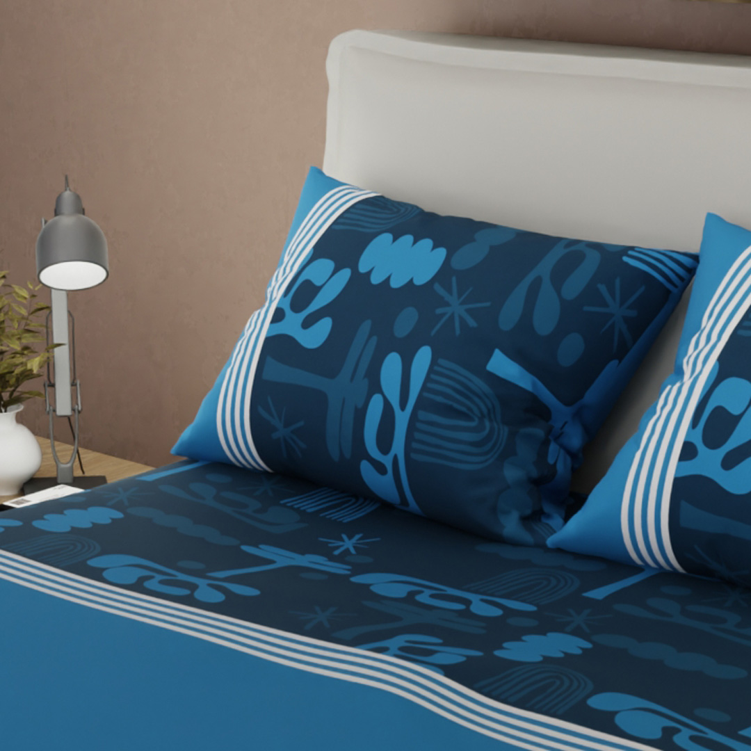 44Juego de Sábanas Microfibra Suavizada Símbolos del Cielo Azul