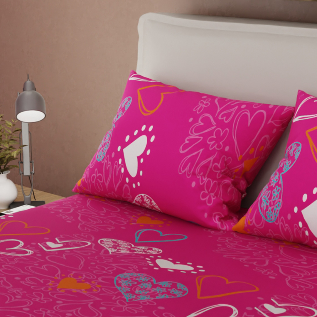 44Juego De Sábanas Con Cortinas Love & Color Fucsia