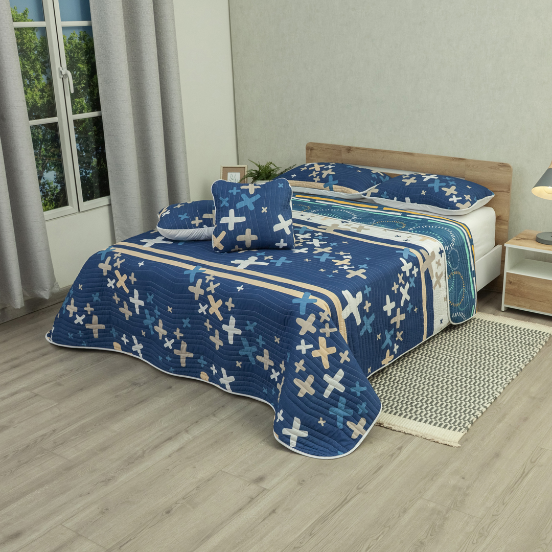 44Cubrelecho Estampado Prensado Doble Faz Círculos del Tiempo