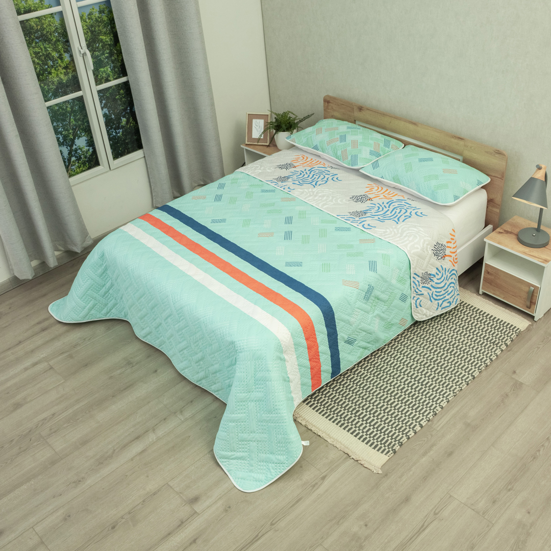 44Cubrelecho Doble Faz Termosellado Vector Fresh Aguamarina