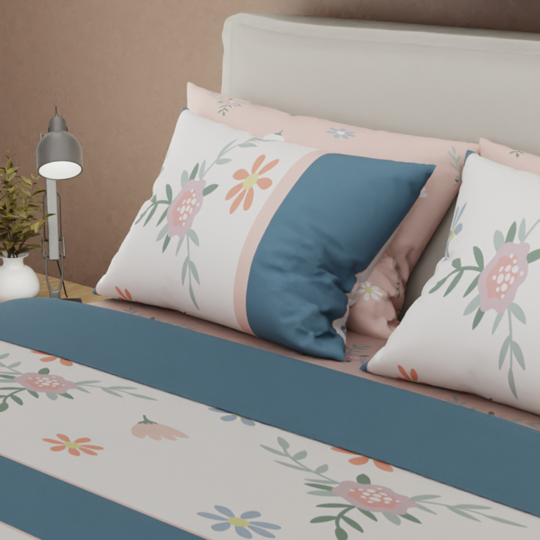 44Juego De Sabanas Style 4 Fundas Jardín Azul