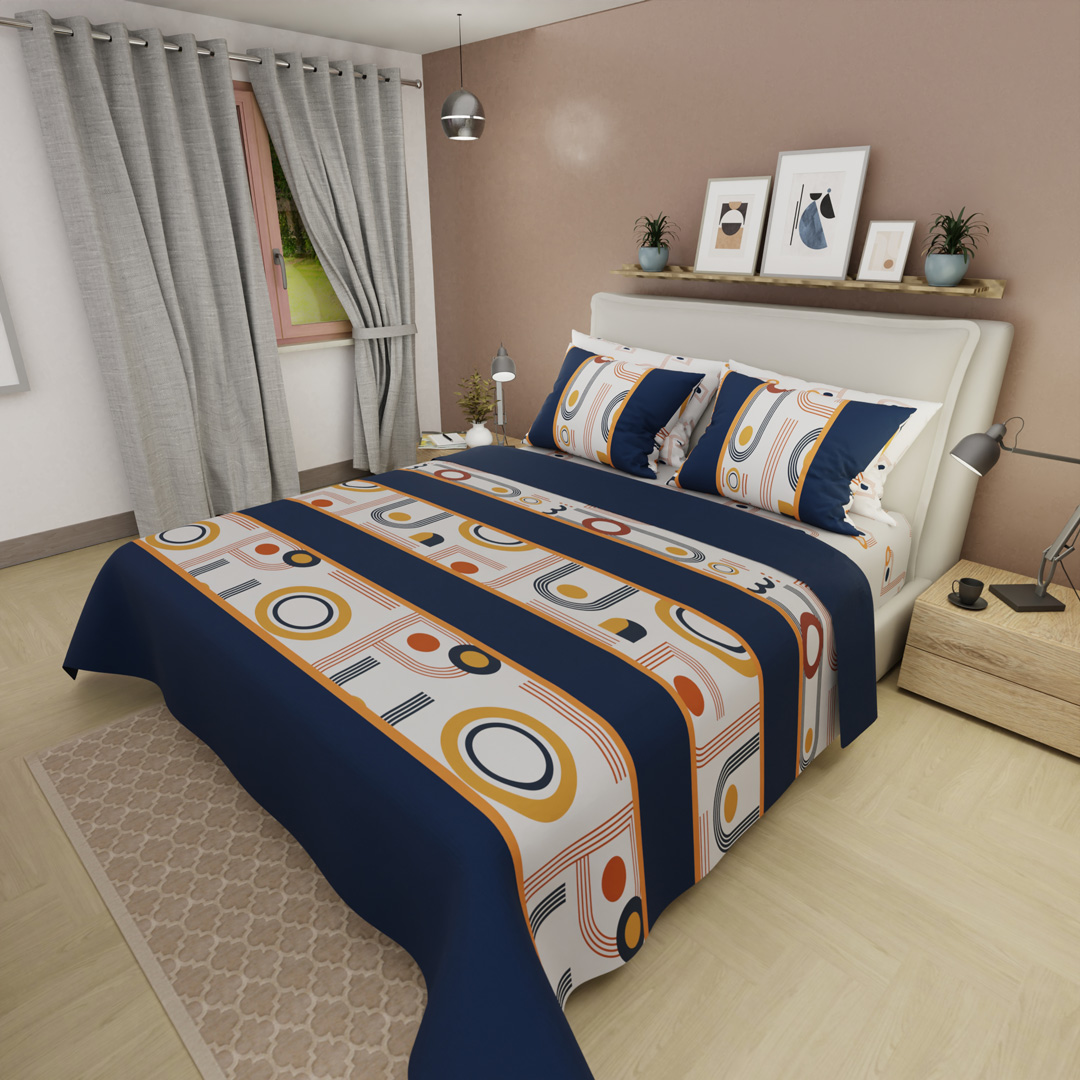 44Juego De Sabanas Style 4 Fundas Órbita Azul