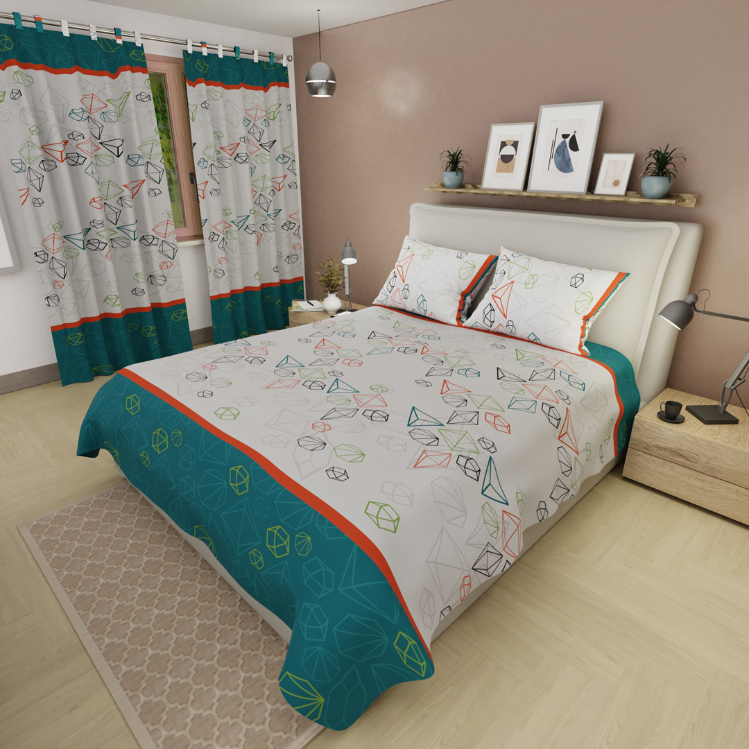 44Juego de Sábanas Microfibra Suavizada Primavera Geométrica