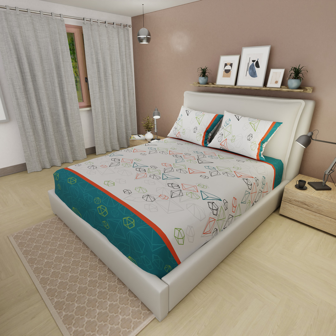 44Sábana Ajustable Primavera Geométrica