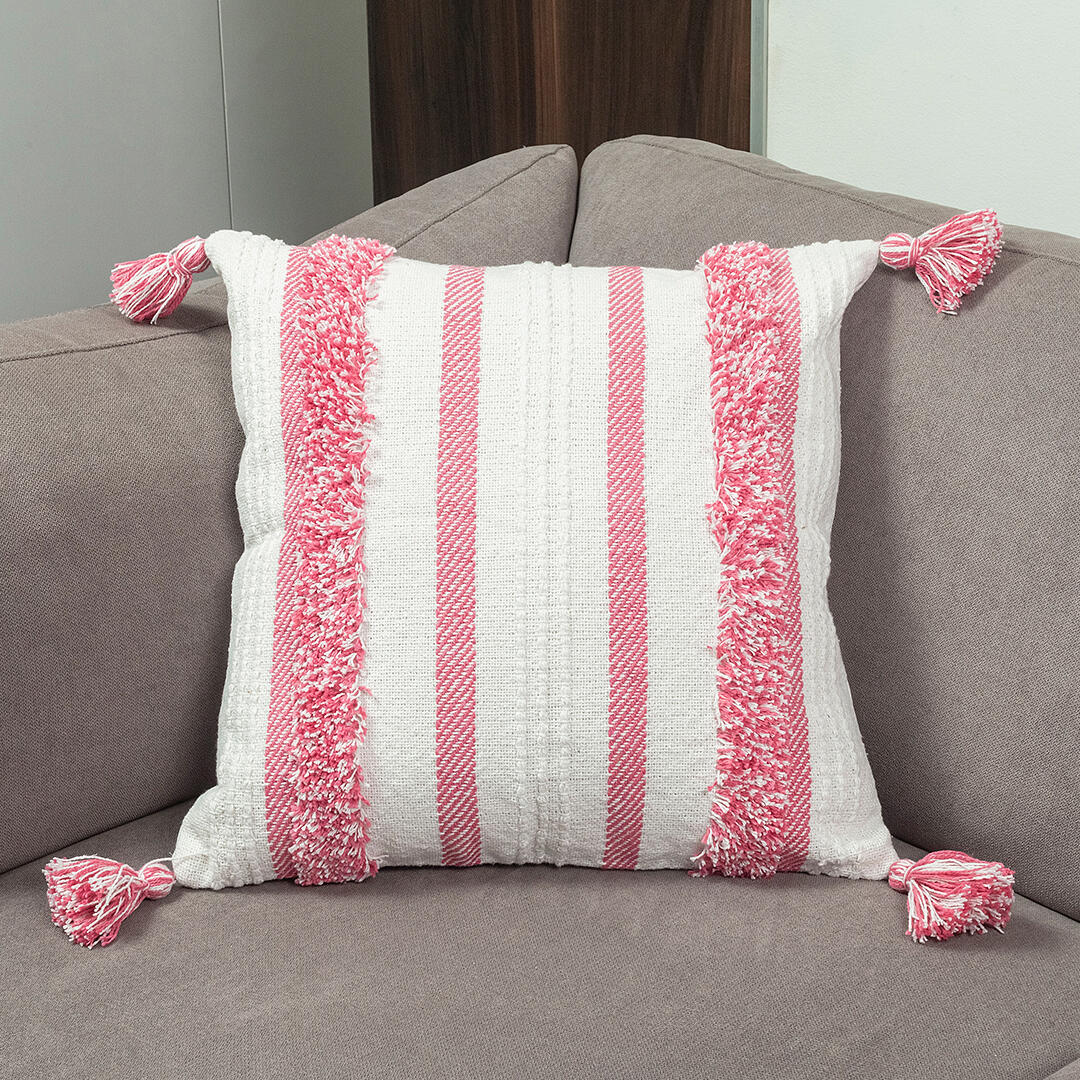 44FORRO COJIN ARTISAN  LINEAS ROSADAS