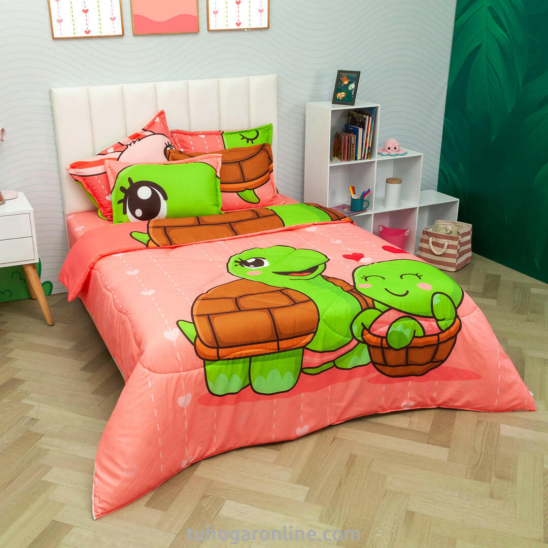 44CUBRELECHO ACOLCHADO DOBLE FAZ LINEA ZOO TORTUGAS